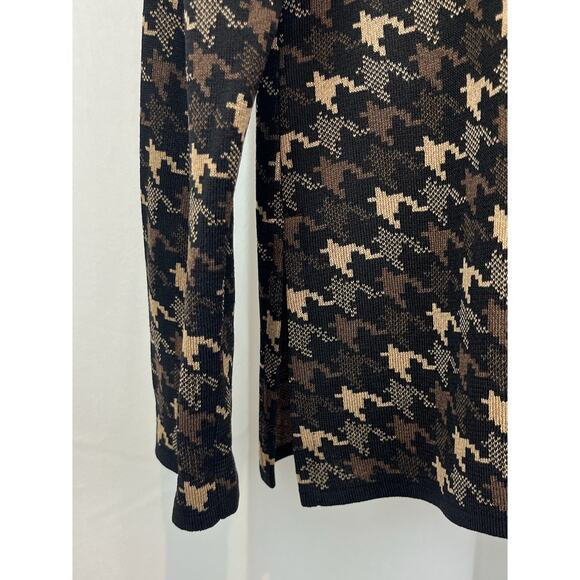 Exclusively MISOOK Size S Houndstooth Collared Knit Jacket Sweater Brown Black - Picture 7 of 8